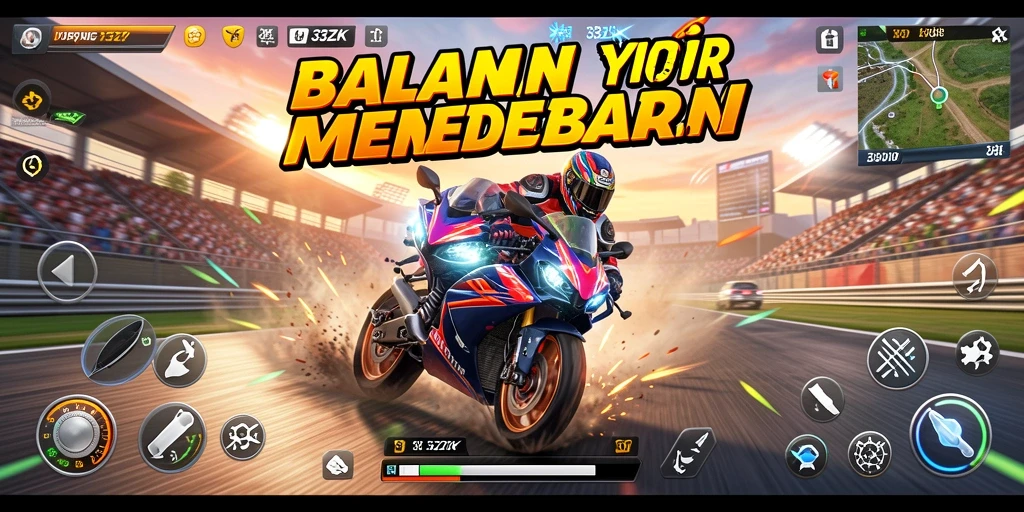 Gameplay 33ZK dengan aksi balapan motor yang mendebarkan.