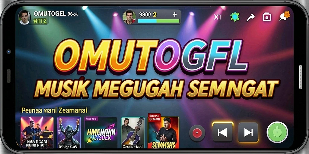 Screenshot gameplay OMUTOGEL menampilkan interaksi menyenangkan dengan musik.