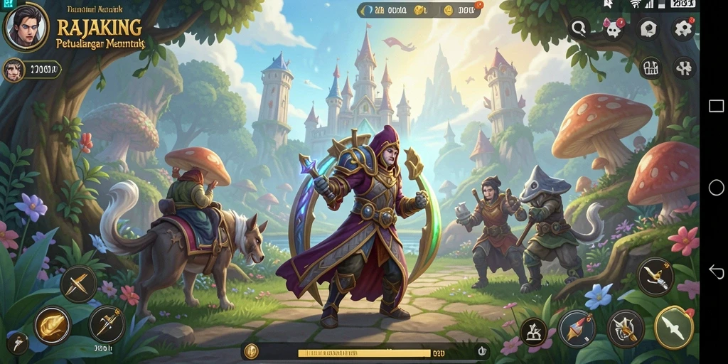 Tampilan gameplay menarik dalam RAJAKING dengan pemandangan yang menakjubkan.