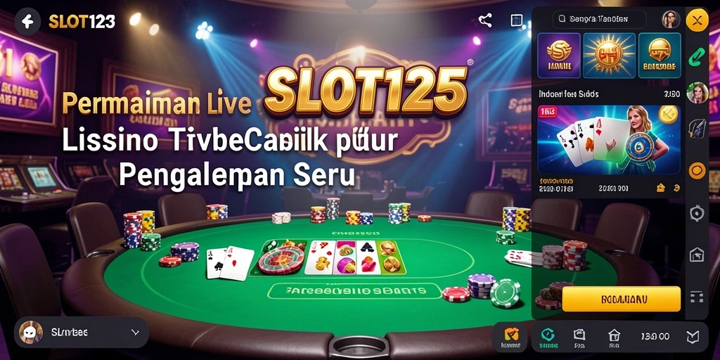 Screenshot utama SLOT123 menampilkan dealer langsung dan gameplay yang menarik.